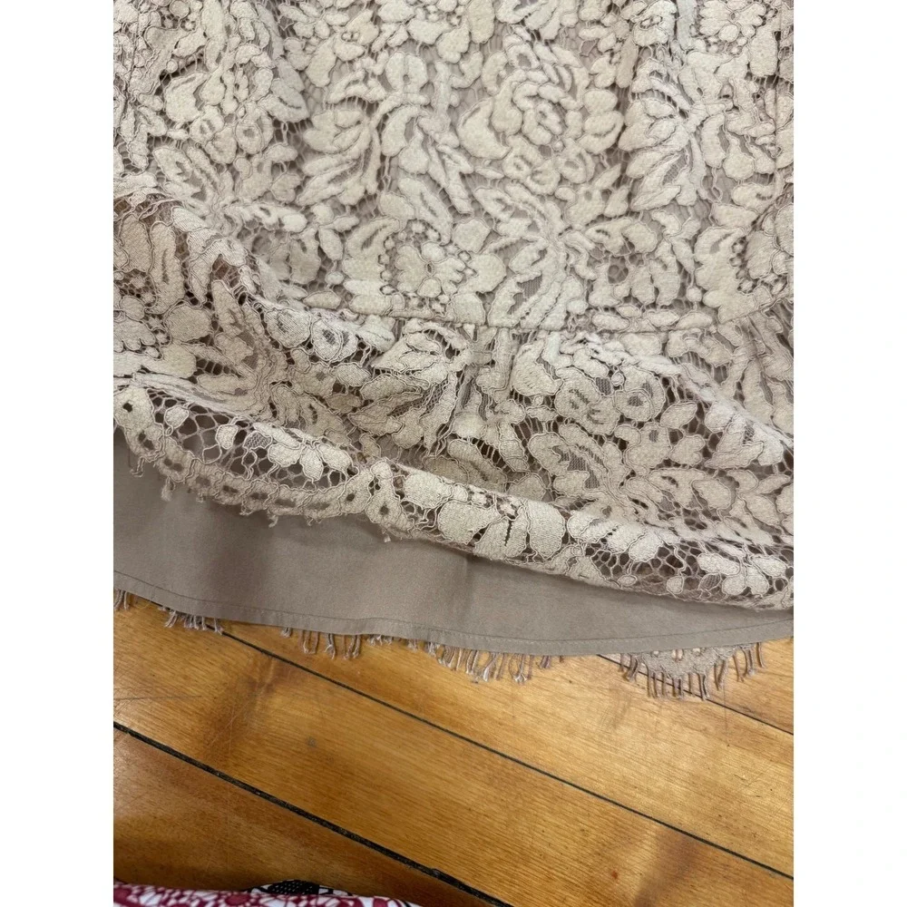 J.Crew‎ Taupe Floral Lace Sleeveless Peplum Top Size 6